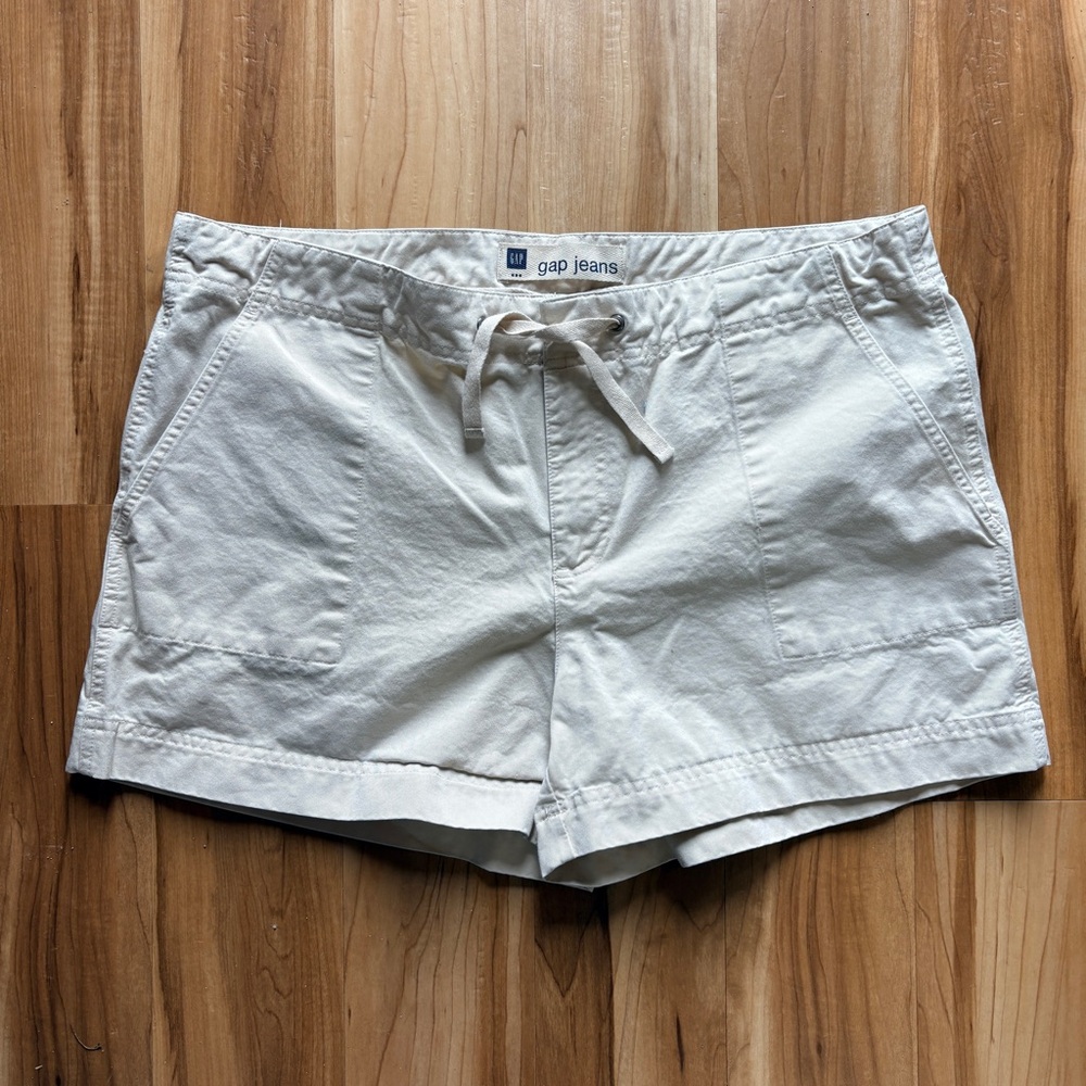 GAP Cream Drawstring Canvas Jean Shorts